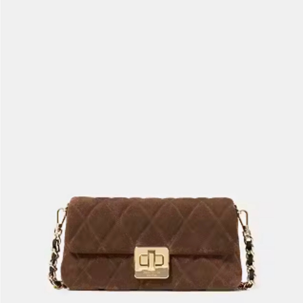 ♠️ kate spade Carey Quilted Suede Mini Crossbody, Hot Fudge Brown NWT
